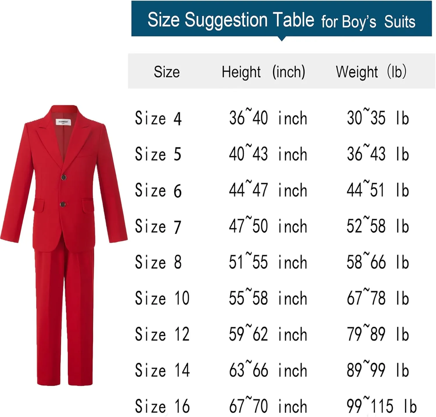 2-Piece Boys Formal Suits Slim Fit Suit Set for Dress Clothes Kids Wedding Christmas Suits