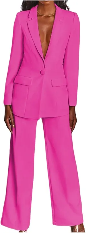 2 Piece Pant Suits for Women Dressy Business Casual Outfits Office Work Suit Set Professional Blazer Pant Suits Set