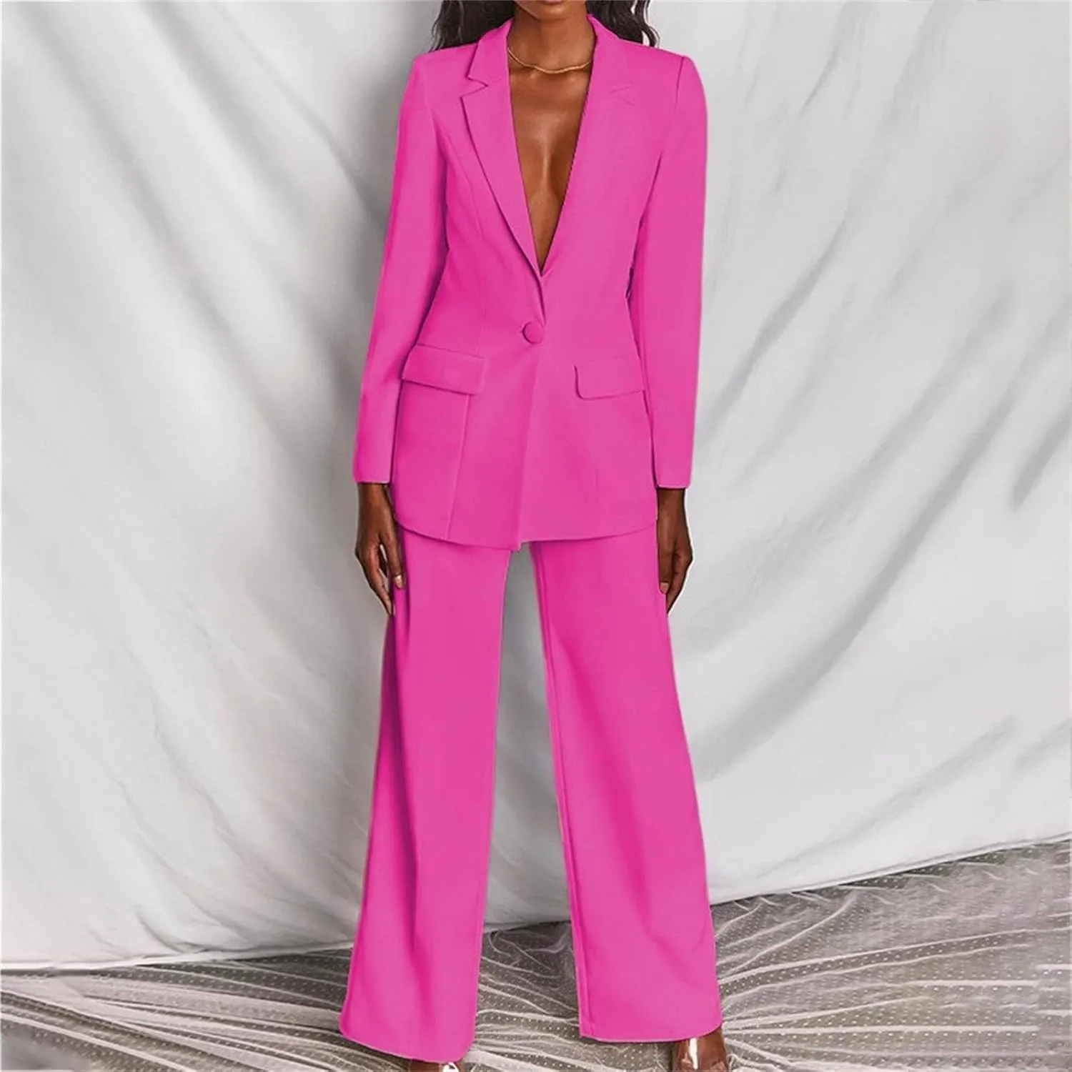2 Piece Pant Suits for Women Dressy Business Casual Outfits Office Work Suit Set Professional Blazer Pant Suits Set
