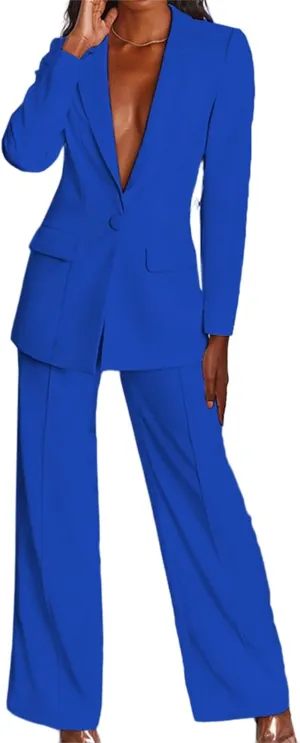 2 Piece Pant Suits for Women Dressy Business Casual Outfits Office Work Suit Set Professional Blazer Pant Suits Set
