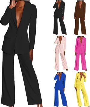 2 Piece Pant Suits for Women Dressy Business Casual Outfits Office Work Suit Set Professional Blazer Pant Suits Set