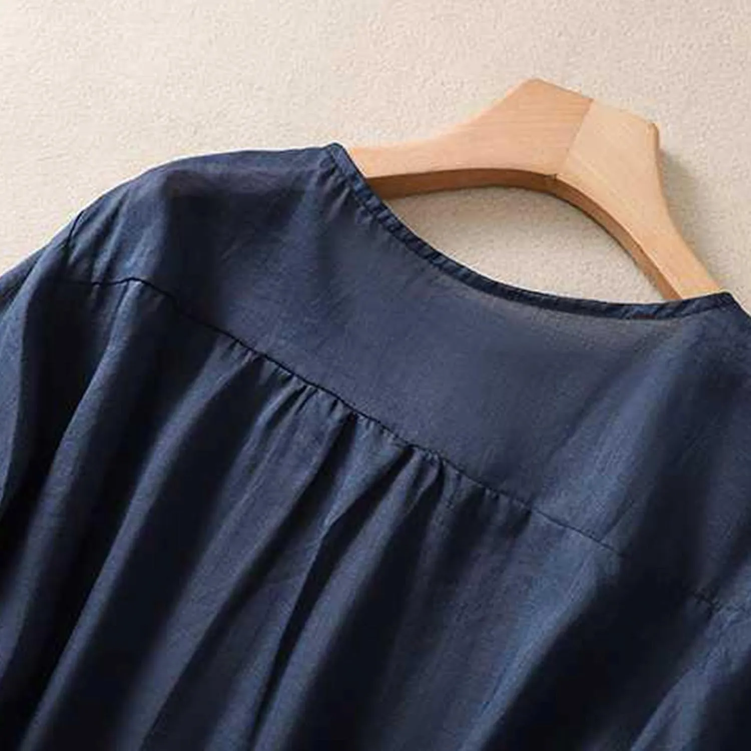 2025 Cotton Linen Shirts for Women Embroidery Jacquard V Neck Blouses Tunics Vintage Boho 3/4 Sleeve Tops Tees