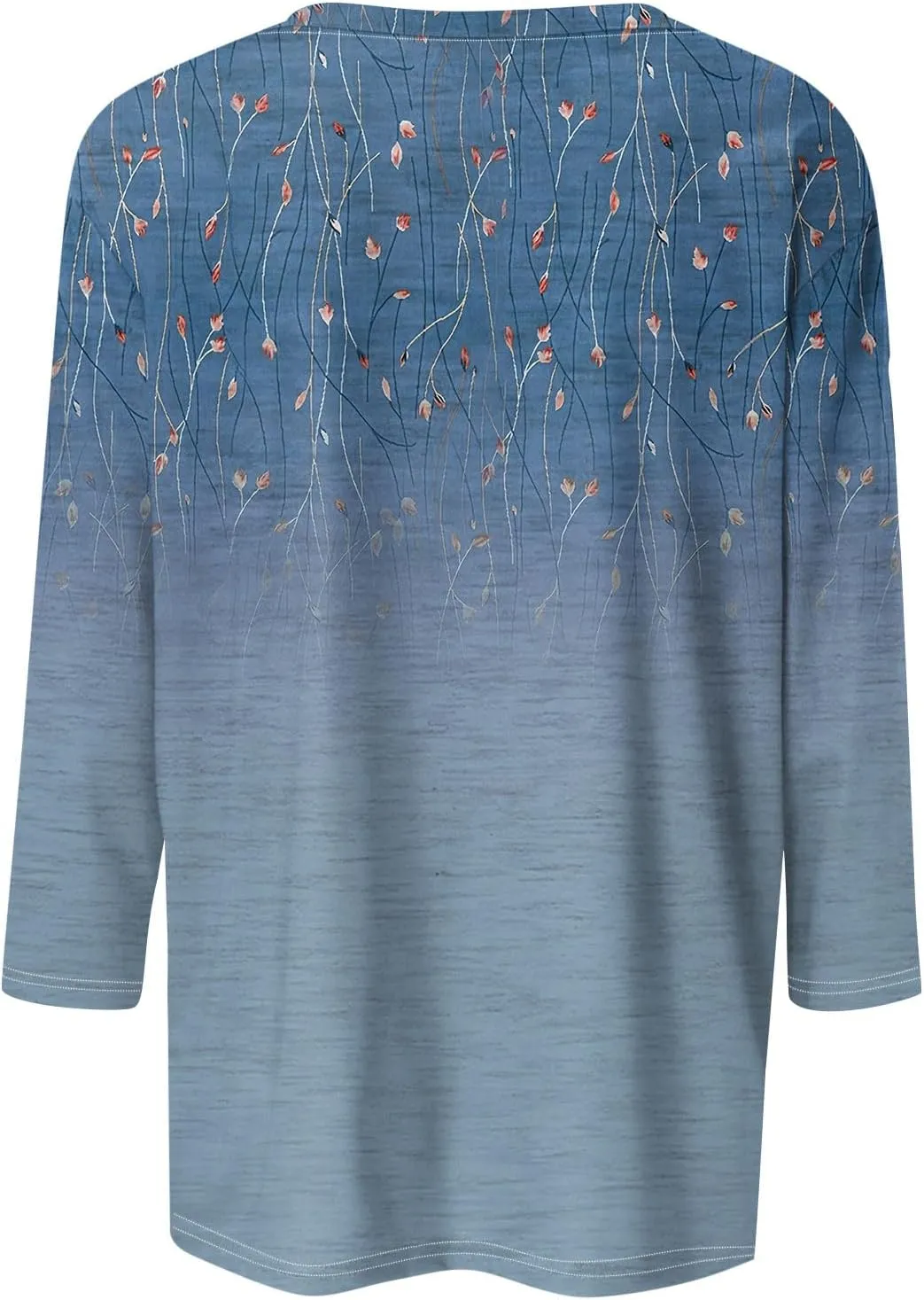 3/4 Length Sleeve Womens Tops Plus Size Spring Tops 2025 Crewneck Floral Graphic T Shirts Loose Fit Tunic Blouses