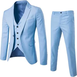 Alalaso Men's Suits Slim Fit, 3 Piece Suit for Men, 2 Button Blazer Jacket Vest Pants, Men Tuxedo Suit Sets