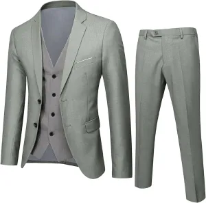 Alalaso Men's Suits Slim Fit, 3 Piece Suit for Men, 2 Button Blazer Jacket Vest Pants, Men Tuxedo Suit Sets