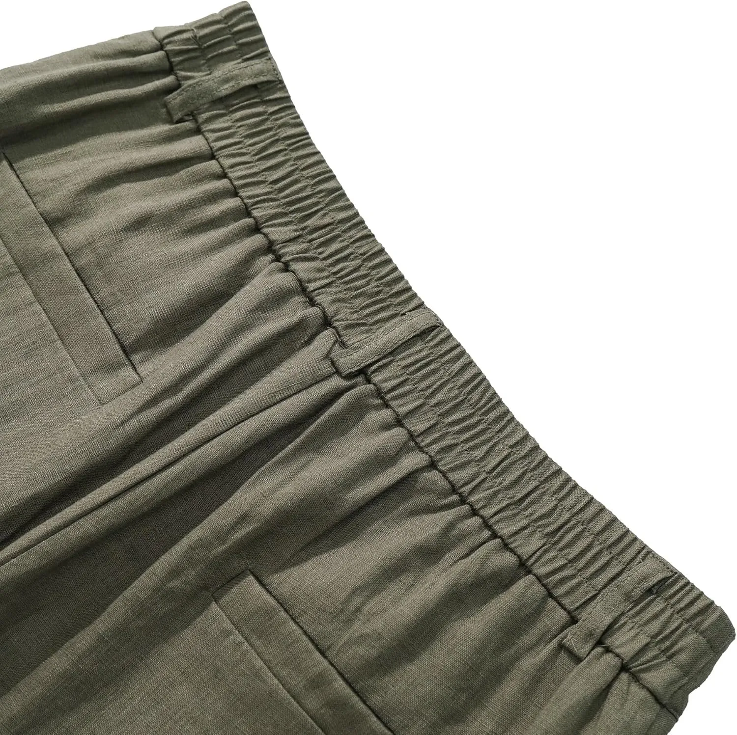Amazhiyu Women's 100% Linen Summer High-Rise Effortless Pintuck Ankle Pants