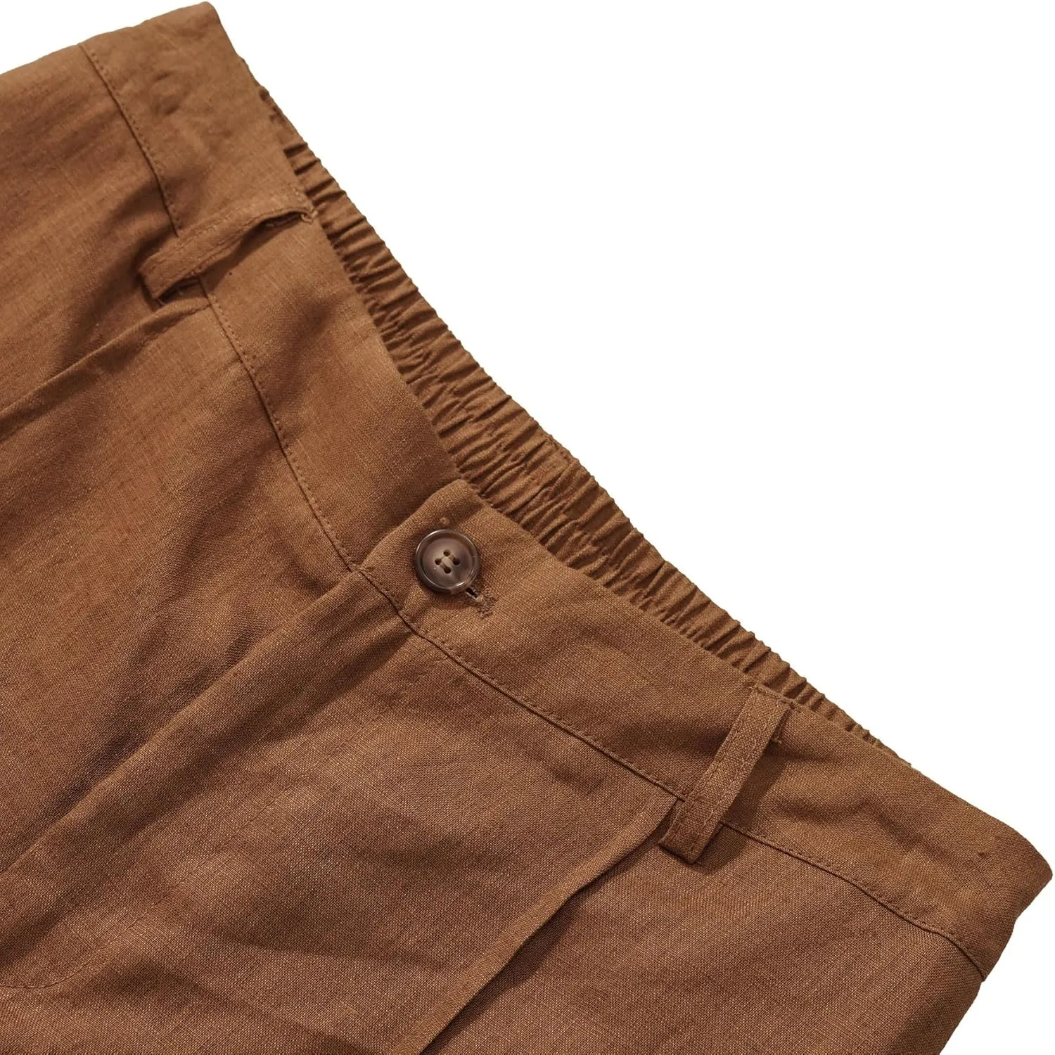 Amazhiyu Women's 100% Linen Summer High-Rise Effortless Pintuck Ankle Pants