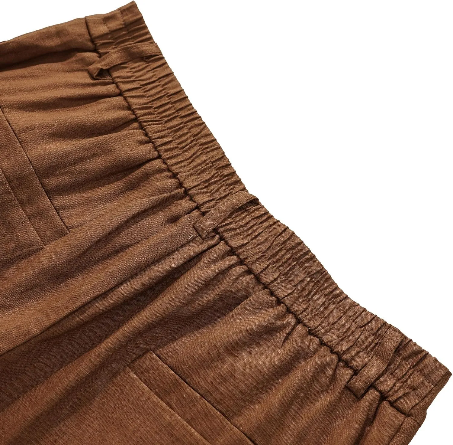 Amazhiyu Women's 100% Linen Summer High-Rise Effortless Pintuck Ankle Pants