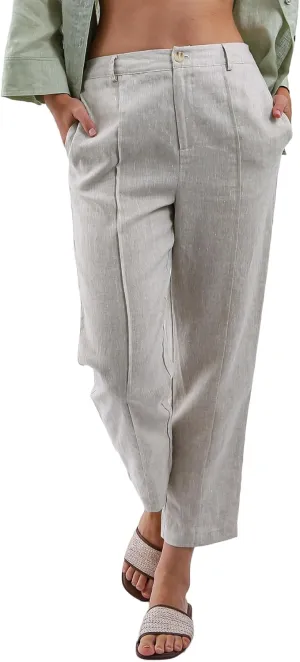 Amazhiyu Women's 100% Linen Summer High-Rise Effortless Pintuck Ankle Pants