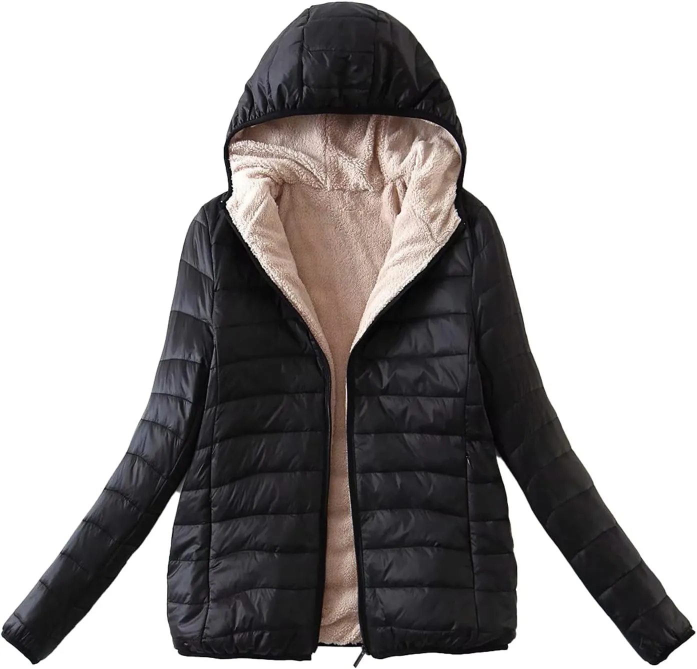 AMDBEL Puffer Jacket Womens With Hood, Womens Long Puffer Jacket Plus Size Down Coat Cotton Cover Coat Lightweight Down Coat With Hood Winter Jacket