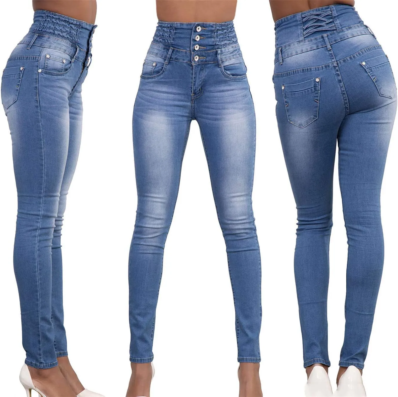 Andongnywell Women's Juniors High Rise Irresistible Jegging Pull-On Stretch Skinny Jeans