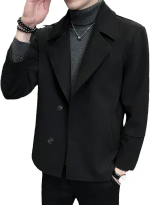 Aoleaky Men's Clothing Short Single Breasted Woolen Jacket/Male Slim Fit Trench Coat Men Loose Autumn Casual Woolen Jacket