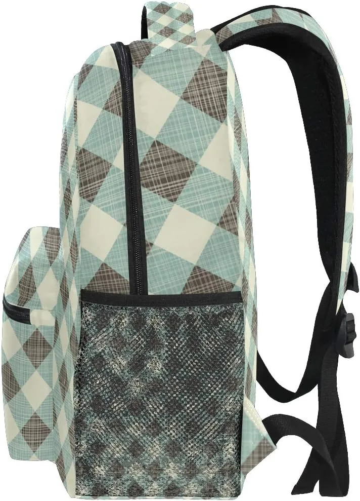 AUUXVA Backpack Classic Rustic Plaid Check Pattern School Shoulder Bag Large Waterproof Durable Bookbag Laptop Daypack for Students Teens Girls Boys Elementary