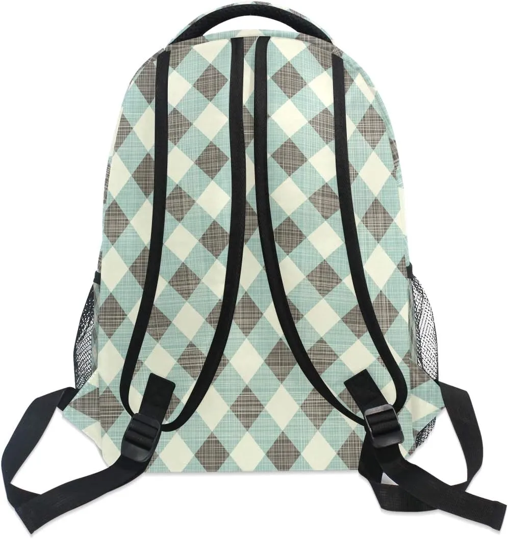 AUUXVA Backpack Classic Rustic Plaid Check Pattern School Shoulder Bag Large Waterproof Durable Bookbag Laptop Daypack for Students Teens Girls Boys Elementary