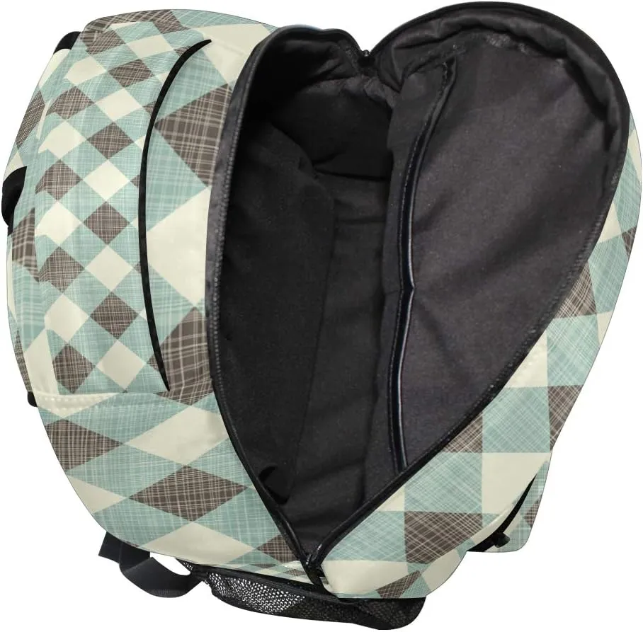 AUUXVA Backpack Classic Rustic Plaid Check Pattern School Shoulder Bag Large Waterproof Durable Bookbag Laptop Daypack for Students Teens Girls Boys Elementary