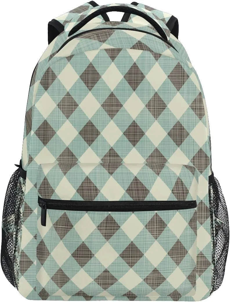 AUUXVA Backpack Classic Rustic Plaid Check Pattern School Shoulder Bag Large Waterproof Durable Bookbag Laptop Daypack for Students Teens Girls Boys Elementary