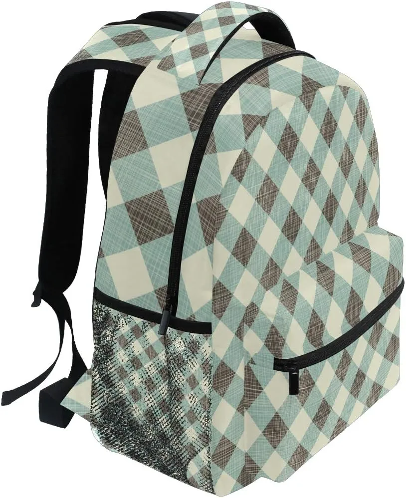 AUUXVA Backpack Classic Rustic Plaid Check Pattern School Shoulder Bag Large Waterproof Durable Bookbag Laptop Daypack for Students Teens Girls Boys Elementary