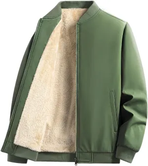 Bidobibo Men's Winter Jackets Outerwear Bomber Jacket Zip Up Plus Size Winter Coats for Men Sherpa Lined Thermal Jacket