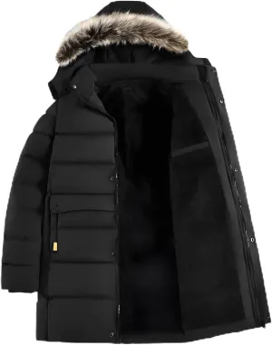 Bidobibo Quilted Jacket Men with Hood Oversized Lightweight Down Coat Puffer Jackets Plus Size Mens Parka Winter Coats Long