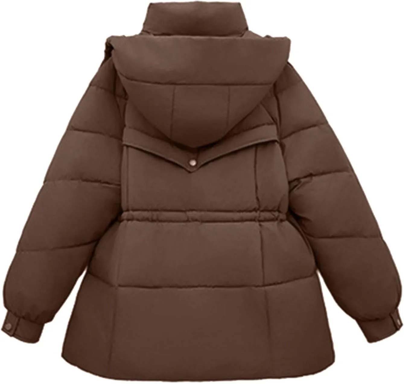 Borniu Women's Warm Thickened Parka Coat Winter Puffer Jacket Hooded Mid-Length Down Puffer Coats with Pockets