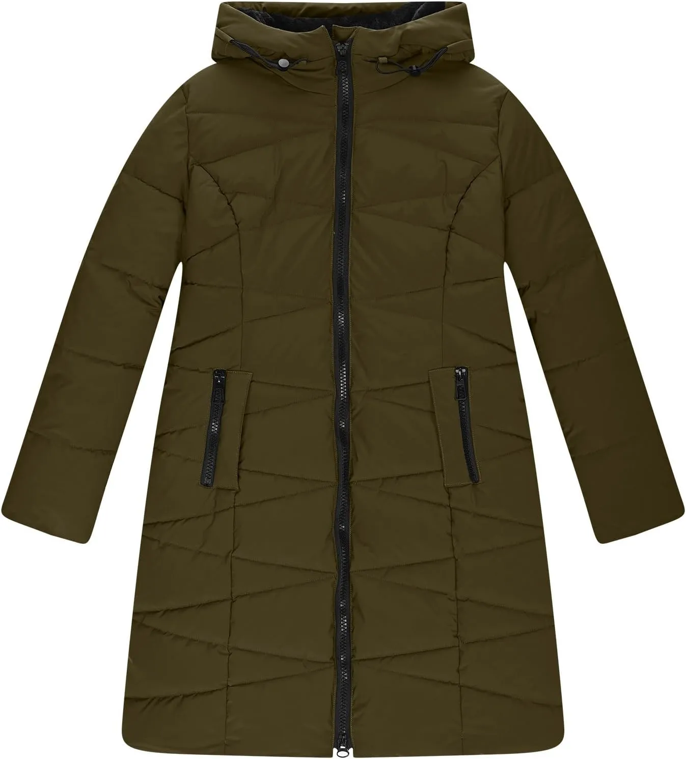 Borniu Women's Winter Coat Hooded Warm Puffer Quilted Thicken Parka Jacket Fleece Lined Down Jacket Outerwear with Pockets