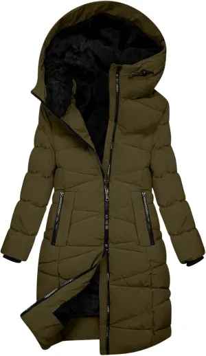 Borniu Women's Winter Coat Hooded Warm Puffer Quilted Thicken Parka Jacket Fleece Lined Down Jacket Outerwear with Pockets