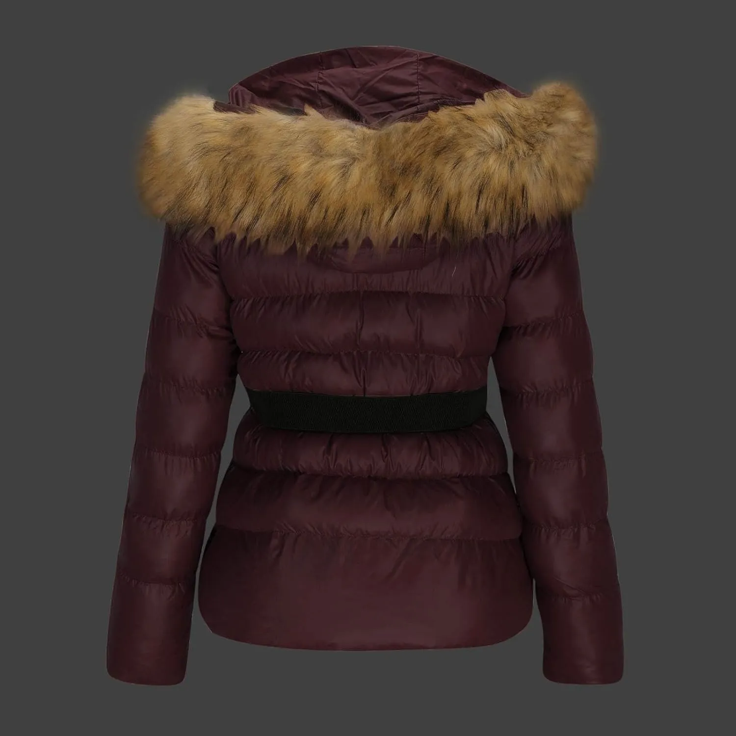 Borniu Women's Winter Coat Thickened Down Jacket Warm Puffer Jacket Long Sleeve Full Zip Quilted Jackets With Faux Fur Hood