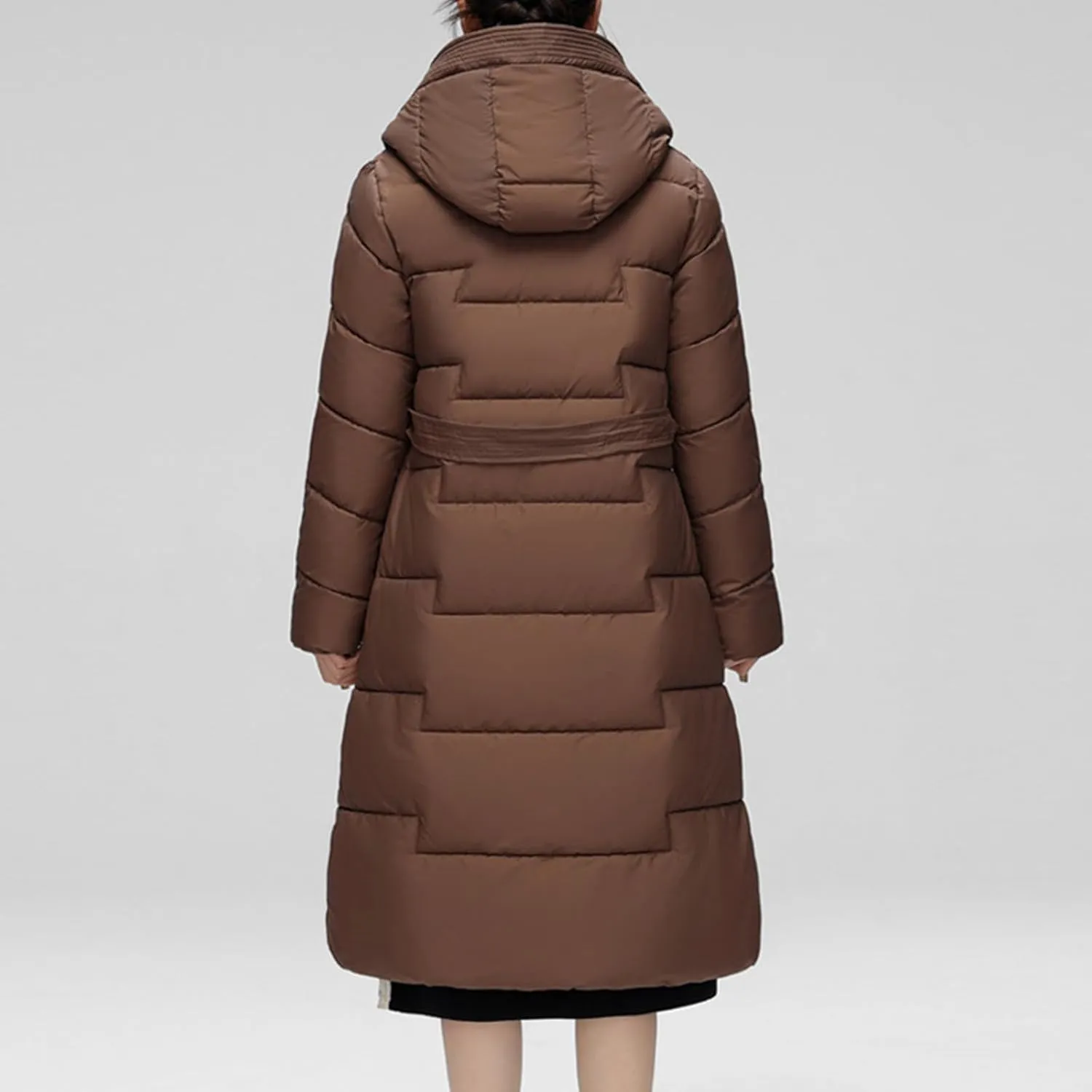 Borniu Women's Winter Down Jacket Long Quilted Puffer Coat Warm Hooded Slim Fit Outerwear Trendy Warm Puffer Jacket