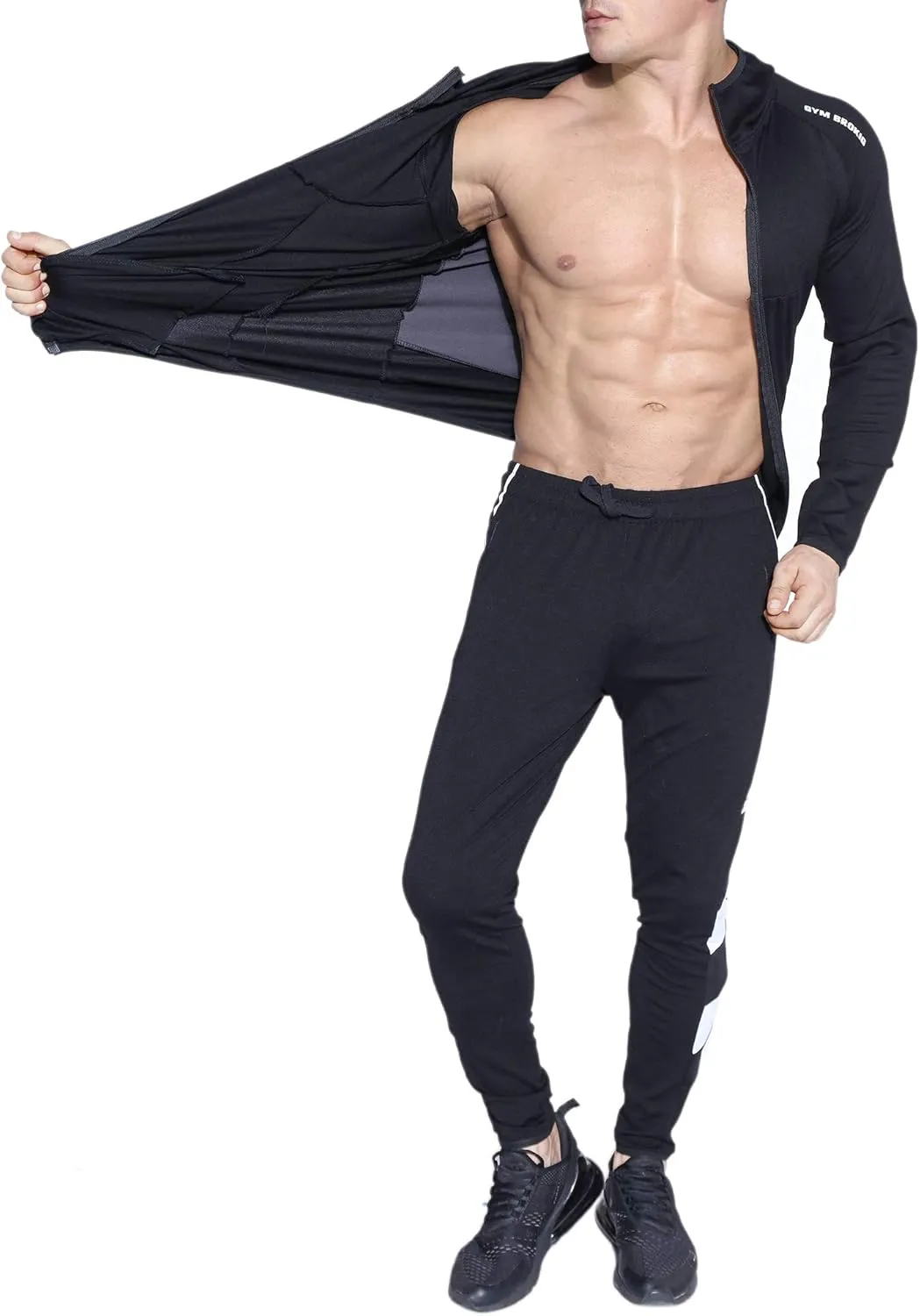 BROKIG Men's Full-Zip Athletic Hoodies,Workout Training Sport Muscle Sweatshirt…