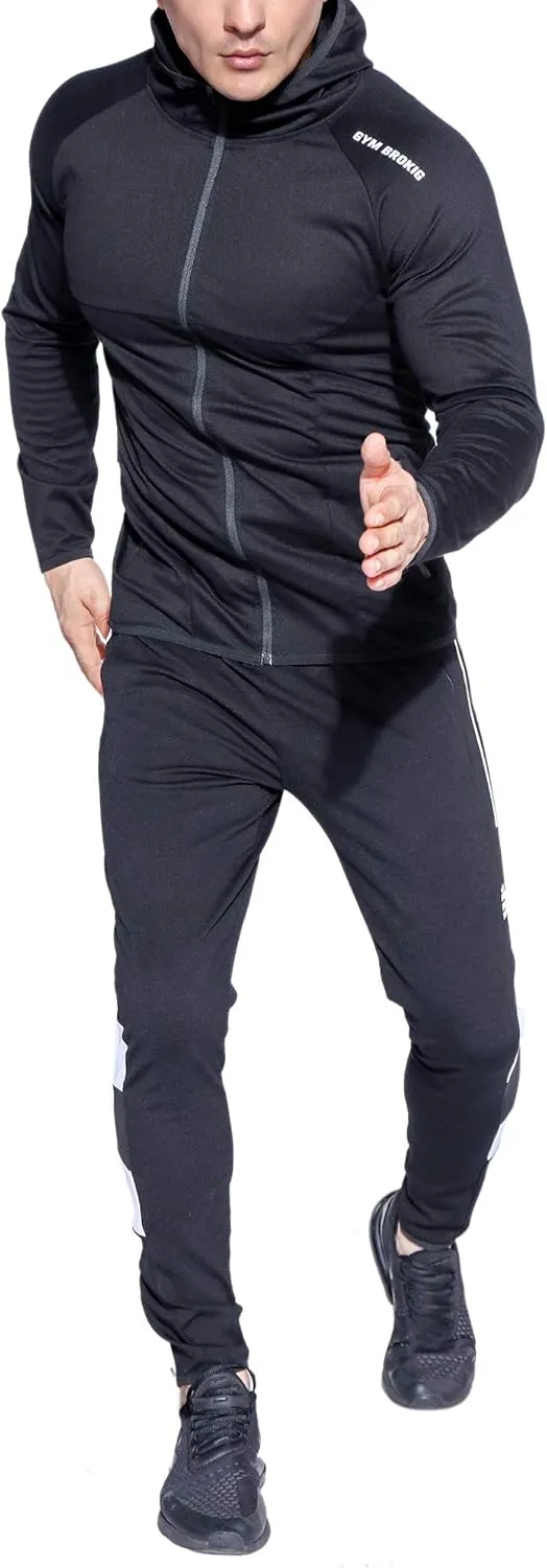 BROKIG Men's Full-Zip Athletic Hoodies,Workout Training Sport Muscle Sweatshirt…