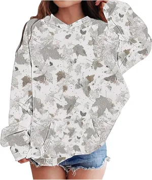 Camo Hoodies for Teen Girls Long Sleeve Oversized Sweatshirts Camouflage Print Tops Trendy Tween Girl Winter Outfits