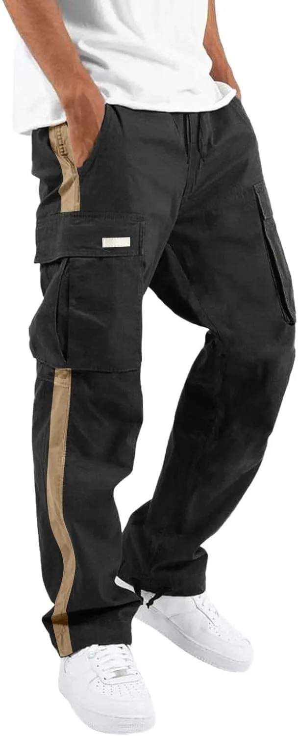 Cargo Pants for Men Relaxed Fit Mens Cargo Pants Athletic Pants Baggy High Waisted Open Bottom Sweatpants Track Pants