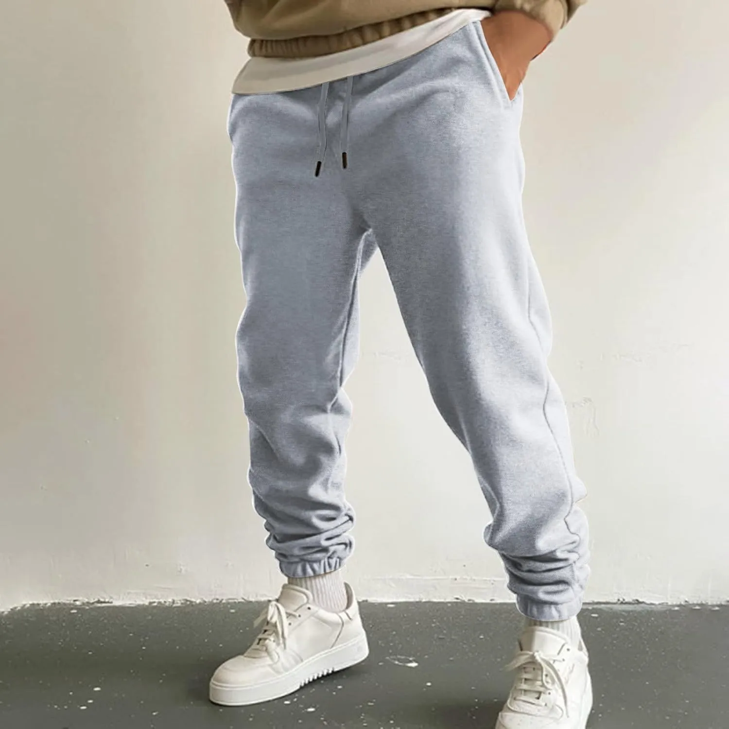 Cargo Trousers for Men Drawstring Trousers Plus Size Athletic Elastic Waist Drawstring Joggers Casual Closed Bottom
