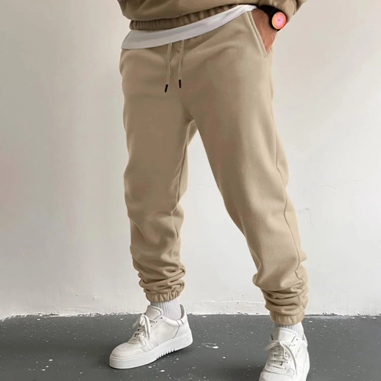 Cargo Trousers for Men Drawstring Trousers Plus Size Athletic Elastic Waist Drawstring Joggers Casual Closed Bottom