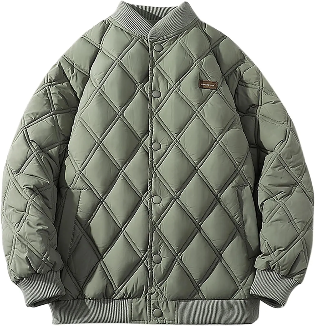 Casual Baseball Puffer Jacket for Men Solid Button Down Plus Size Down Coats Winter Thicken Warm Ski Jackets