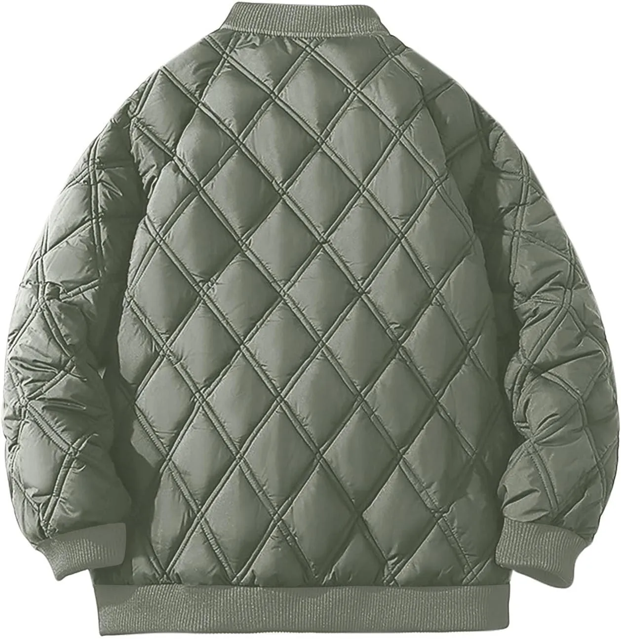 Casual Baseball Puffer Jacket for Men Solid Button Down Plus Size Down Coats Winter Thicken Warm Ski Jackets