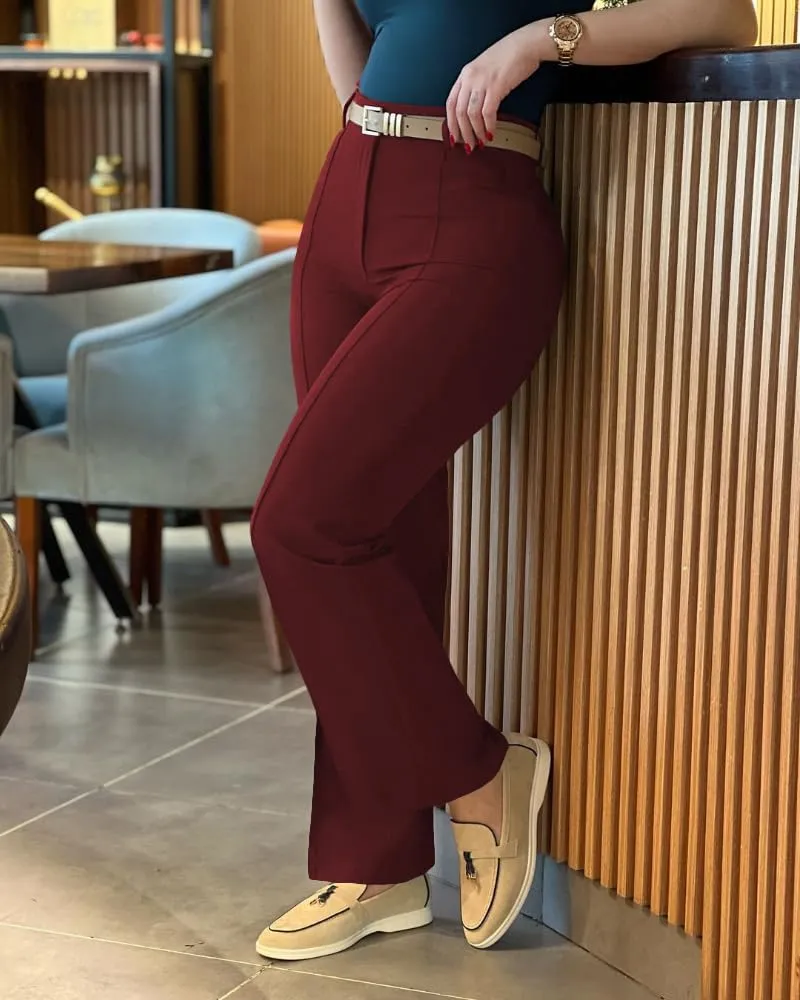 CHICME Work Pants for Women High Waist Straight Leg Work Pants Business Casual Trousers