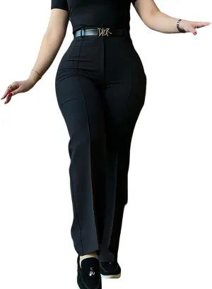 CHICME Work Pants for Women High Waist Straight Leg Work Pants Business Casual Trousers