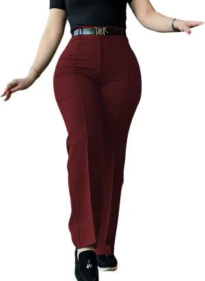 CHICME Work Pants for Women High Waist Straight Leg Work Pants Business Casual Trousers