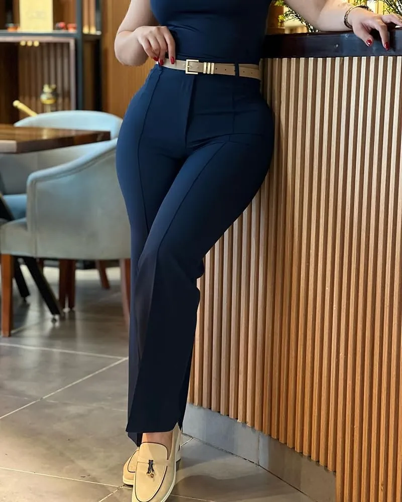 CHICME Work Pants for Women High Waist Straight Leg Work Pants Business Casual Trousers