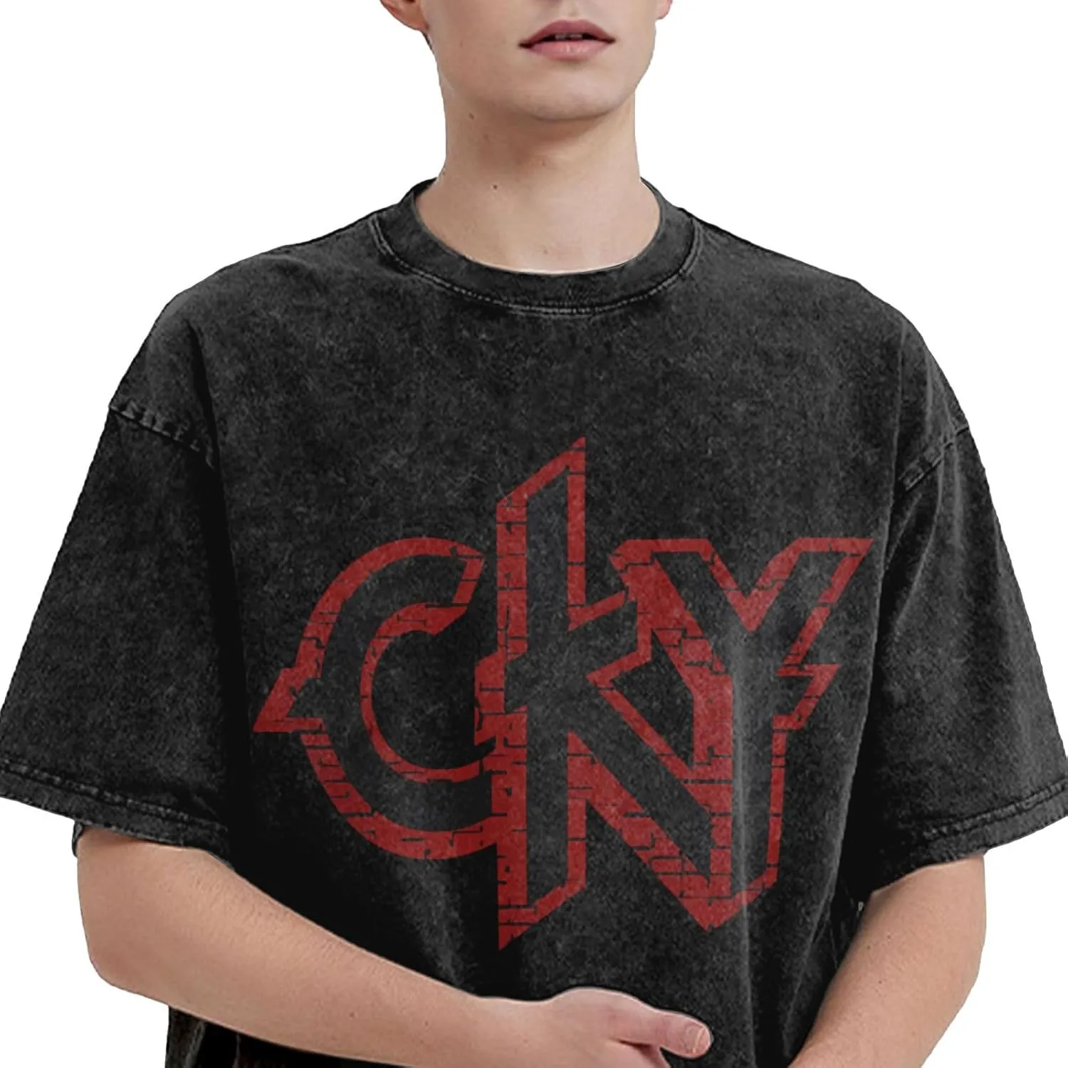 CKYs Music Band T-Shirt Men's Vintage Oversized T-Shirts Casual Crew Neck T Shirts Top Black