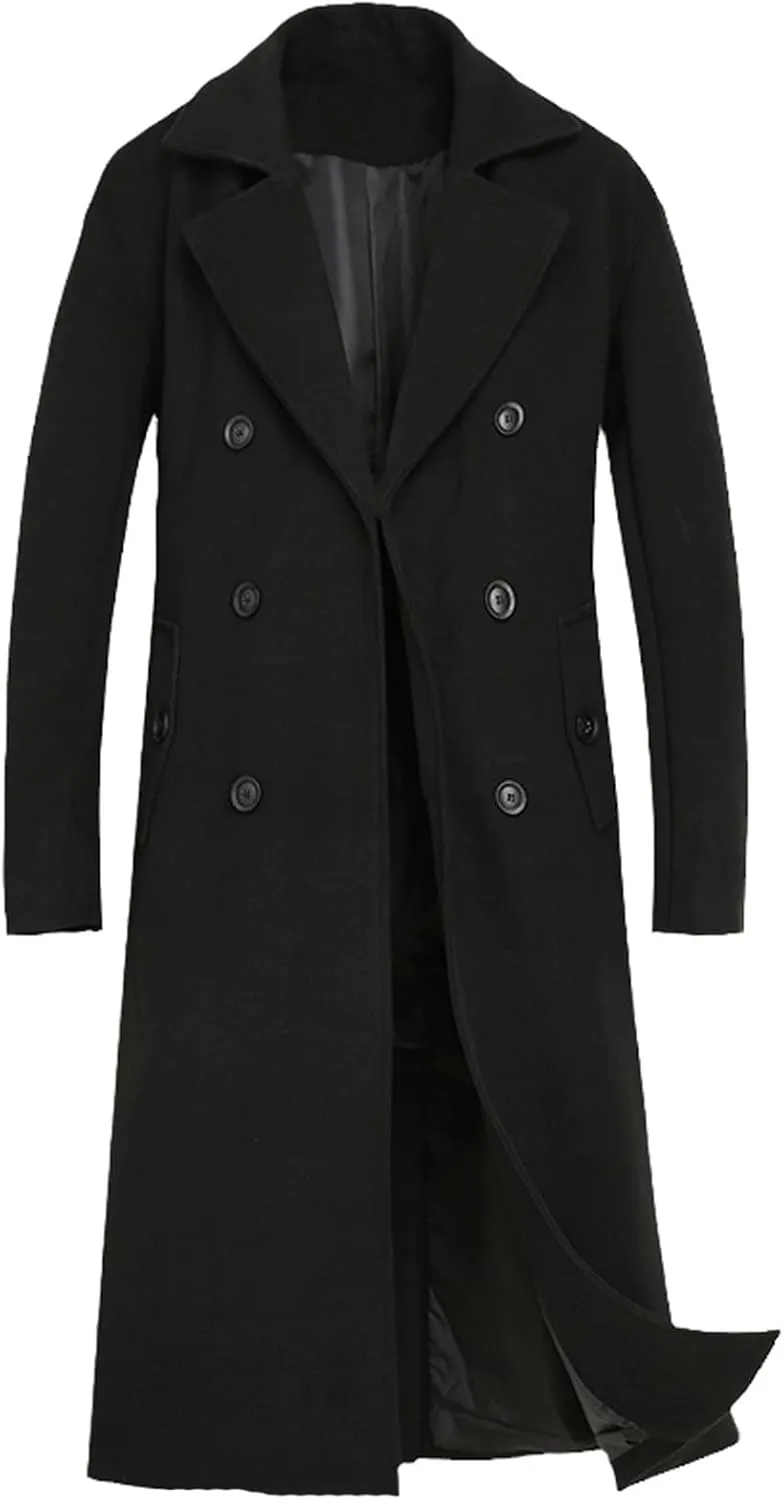 Coat Men Wool Coat Winter Warm Solid Long Trench Jacket Breasted Business Casual Overcoat Male Woolen Coat