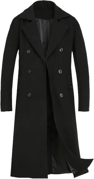 Coat Men Wool Coat Winter Warm Solid Long Trench Jacket Breasted Business Casual Overcoat Male Woolen Coat
