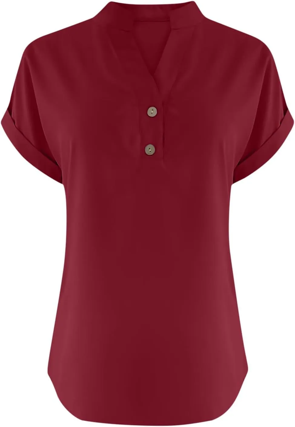 Cotton Linen for Women V Neck Button Down Tops Short Sleeve Basic Tee Summer Tops Casual Loose Solid Shirt Plus Size