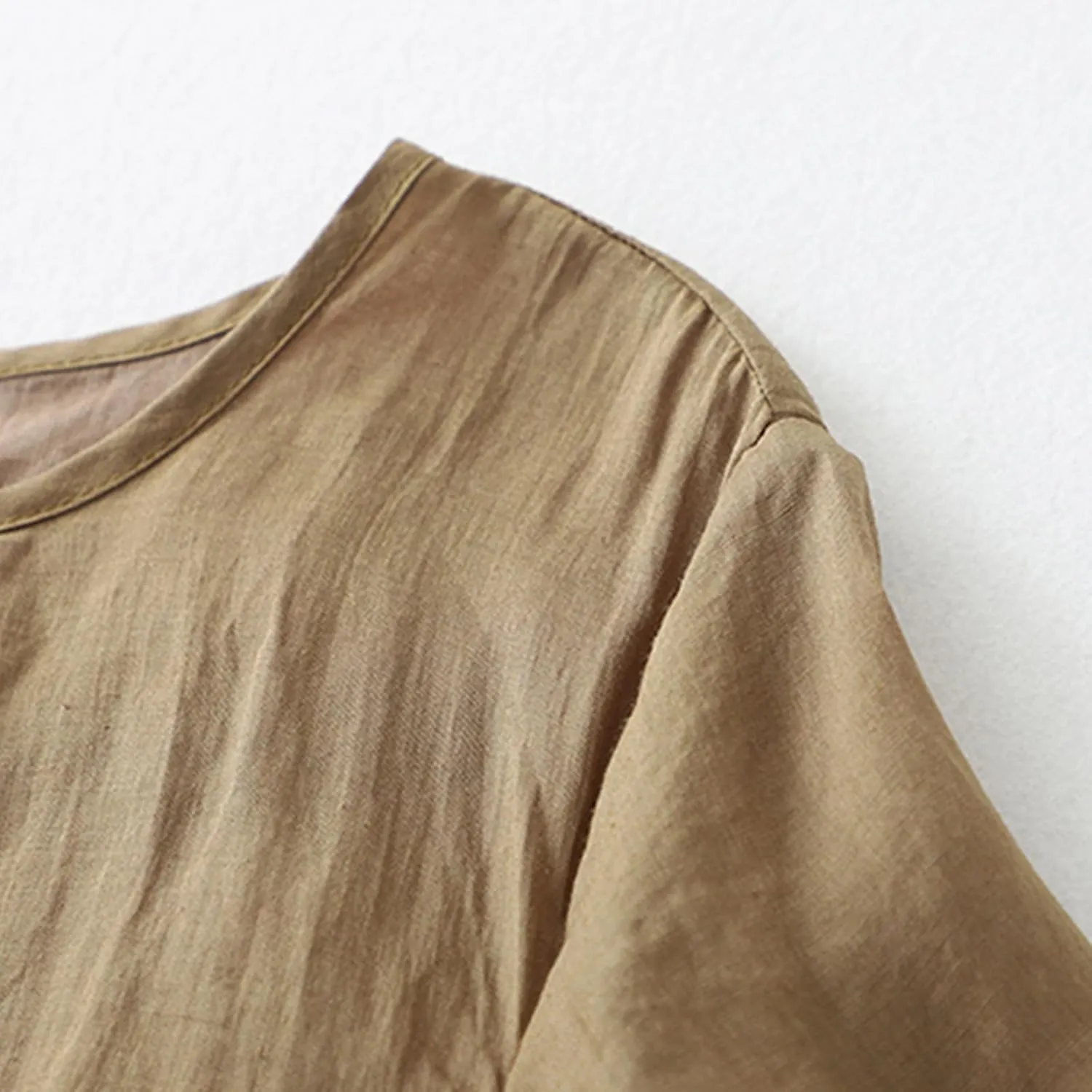 Cotton Linen Shirts for Women Long Sleeve Tops 2024 Summer Fashion Peasant Tees Casual Crewneck Button Blouses
