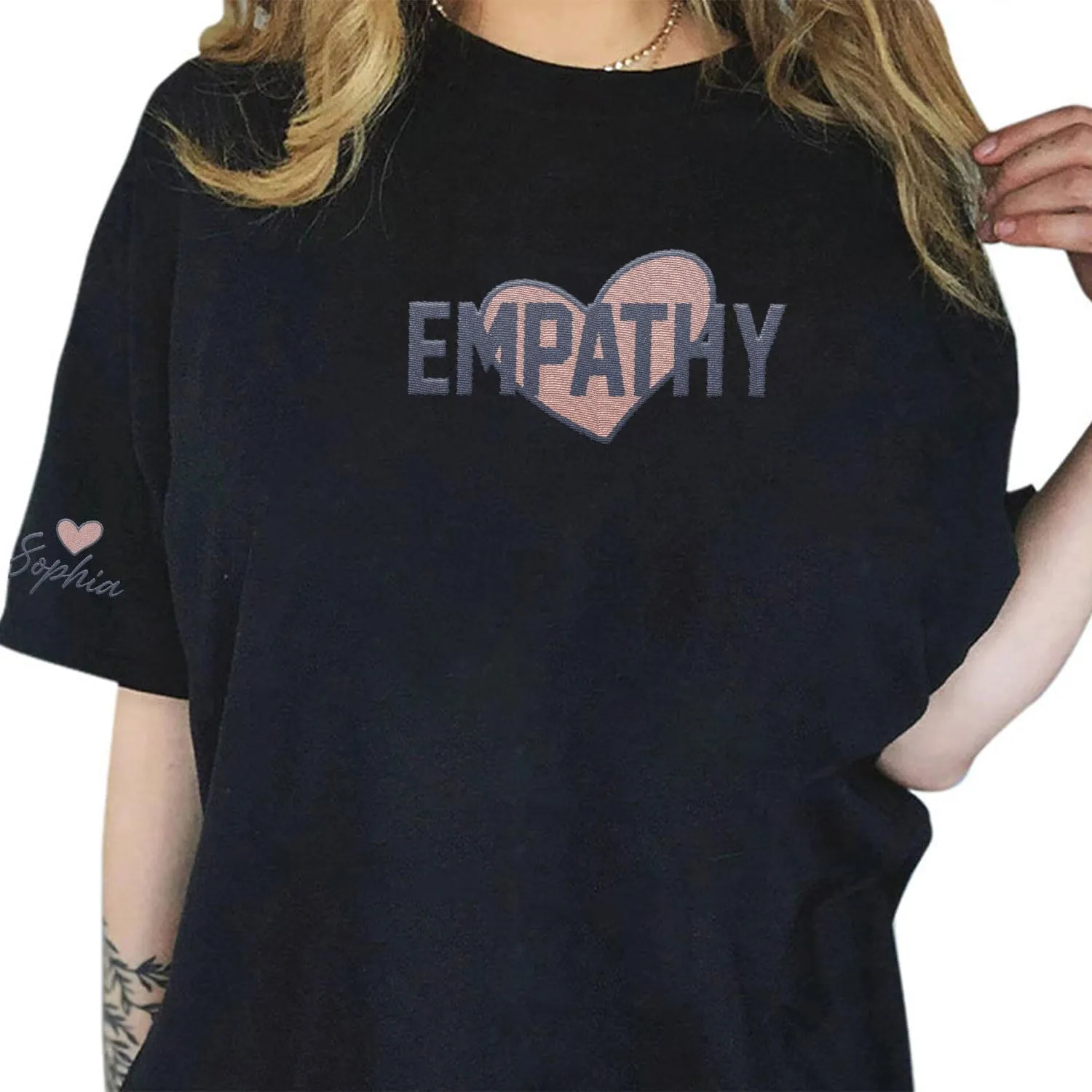Custom Choose Empathy Embroidered Sweatshirt for Women's Sympathy Crewneck T-Shirts for Kindness and Mental Health Awareness