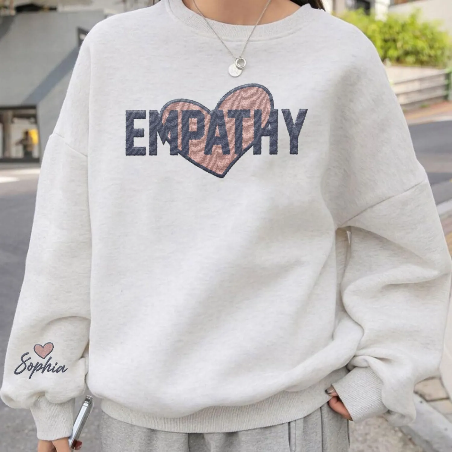 Custom Choose Empathy Embroidered Sweatshirt for Women's Sympathy Crewneck T-Shirts for Kindness and Mental Health Awareness