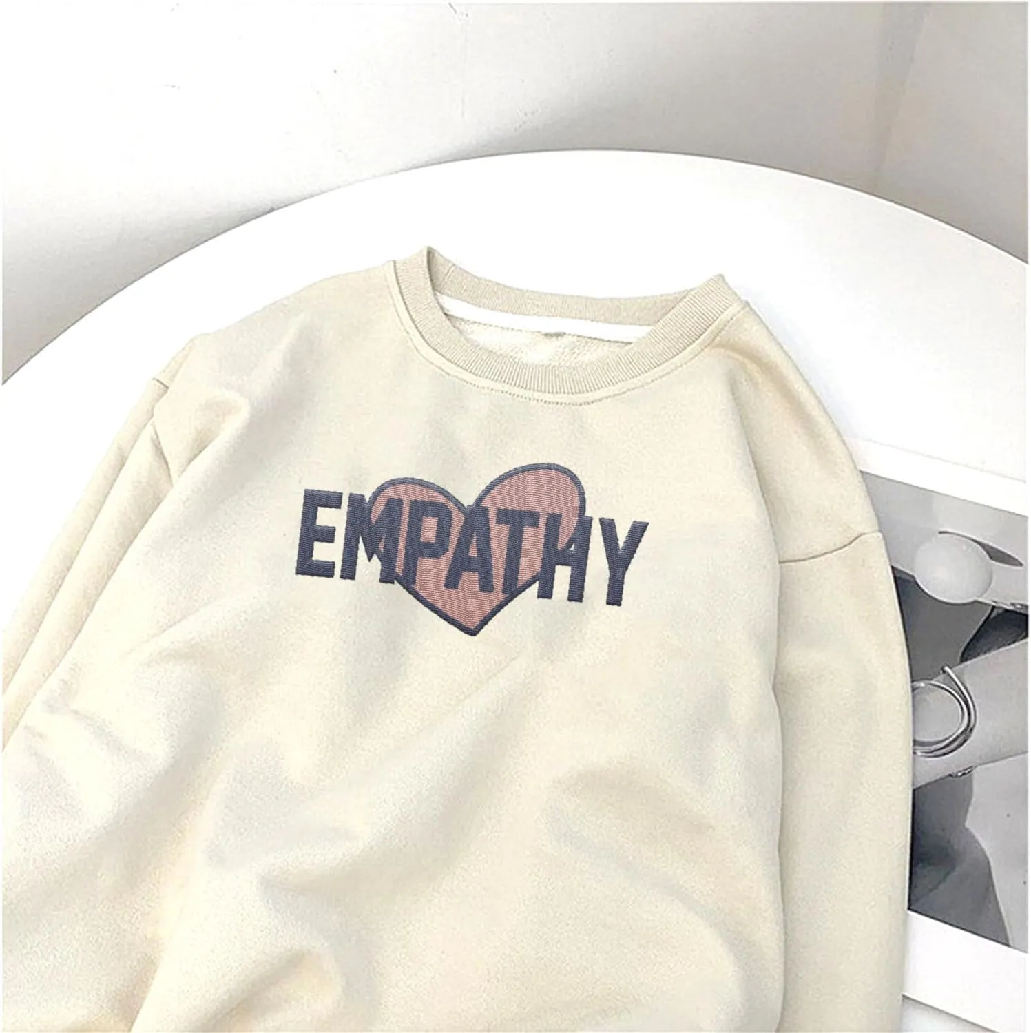Custom Choose Empathy Embroidered Sweatshirt for Women's Sympathy Crewneck T-Shirts for Kindness and Mental Health Awareness