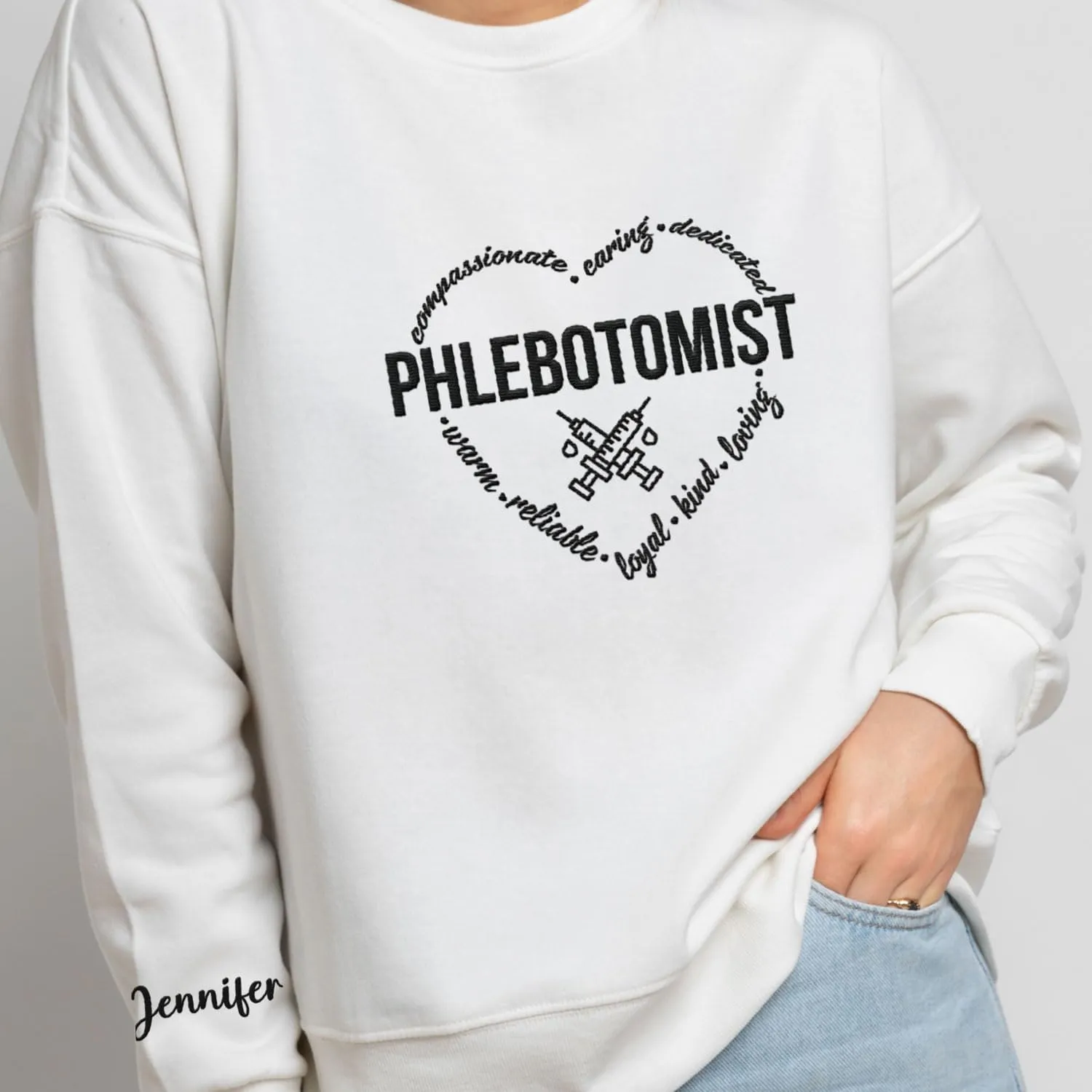 Custom Embroidered Sweatshirts & Hoodies - Phlebotomy Tech T-Shirts Gift for New Phlebotomist