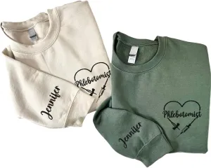 Custom Embroidered Sweatshirts & Hoodies - Phlebotomy Tech T-Shirts Gift for New Phlebotomist